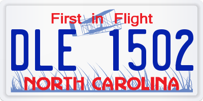 NC license plate DLE1502
