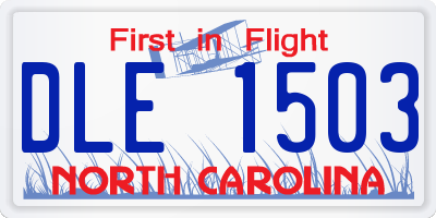 NC license plate DLE1503