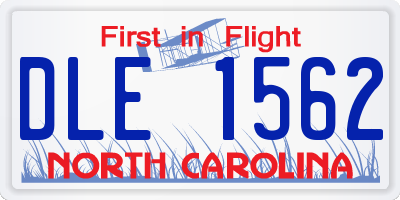 NC license plate DLE1562