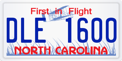 NC license plate DLE1600