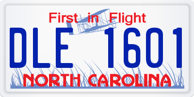 NC license plate DLE1601