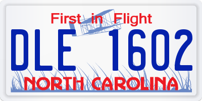 NC license plate DLE1602