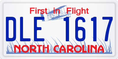 NC license plate DLE1617