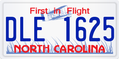NC license plate DLE1625