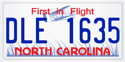 NC license plate DLE1635