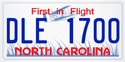 NC license plate DLE1700