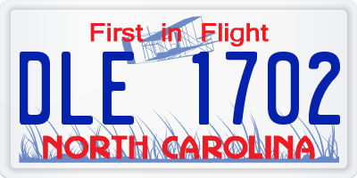 NC license plate DLE1702