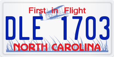 NC license plate DLE1703