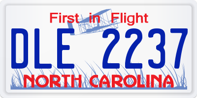 NC license plate DLE2237