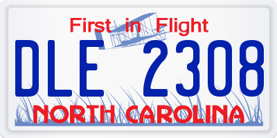 NC license plate DLE2308