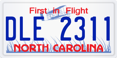 NC license plate DLE2311