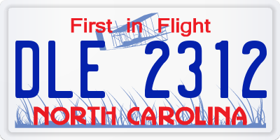 NC license plate DLE2312