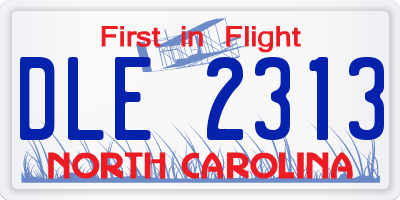 NC license plate DLE2313