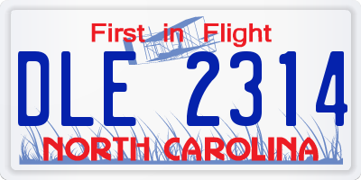 NC license plate DLE2314