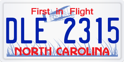 NC license plate DLE2315