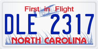 NC license plate DLE2317