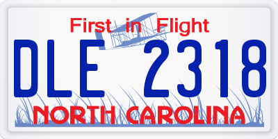 NC license plate DLE2318