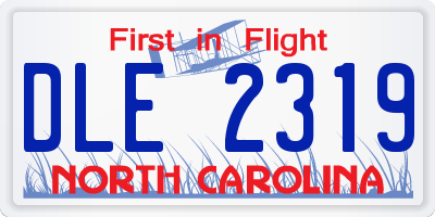 NC license plate DLE2319