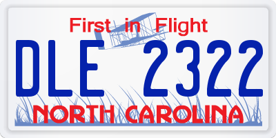 NC license plate DLE2322