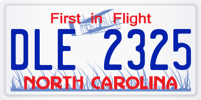 NC license plate DLE2325
