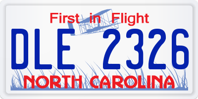 NC license plate DLE2326