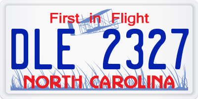 NC license plate DLE2327