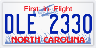 NC license plate DLE2330