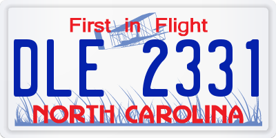 NC license plate DLE2331