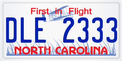 NC license plate DLE2333