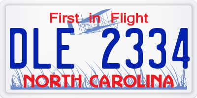 NC license plate DLE2334