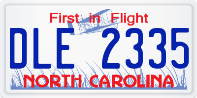 NC license plate DLE2335