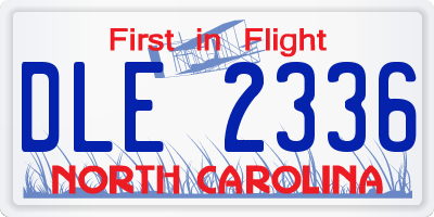 NC license plate DLE2336