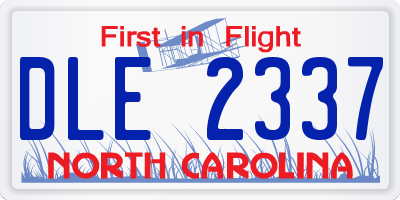 NC license plate DLE2337
