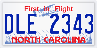 NC license plate DLE2343