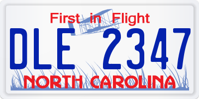 NC license plate DLE2347