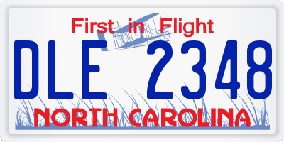 NC license plate DLE2348