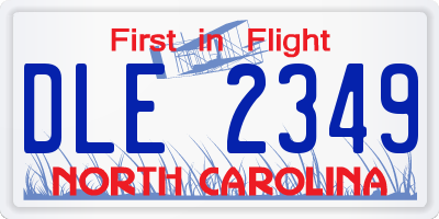 NC license plate DLE2349