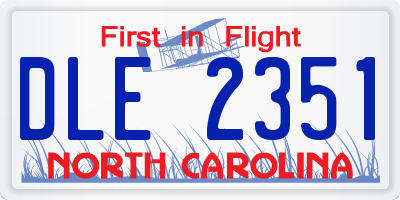 NC license plate DLE2351