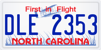 NC license plate DLE2353