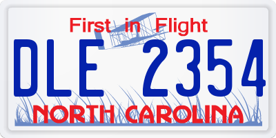NC license plate DLE2354