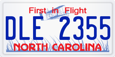 NC license plate DLE2355