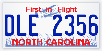 NC license plate DLE2356