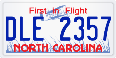 NC license plate DLE2357