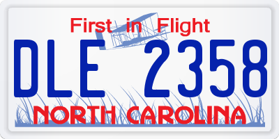 NC license plate DLE2358