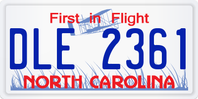 NC license plate DLE2361