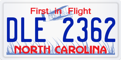 NC license plate DLE2362