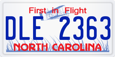 NC license plate DLE2363