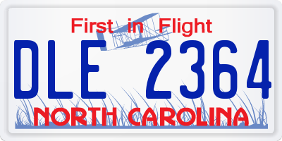 NC license plate DLE2364