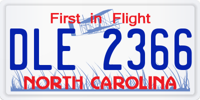 NC license plate DLE2366