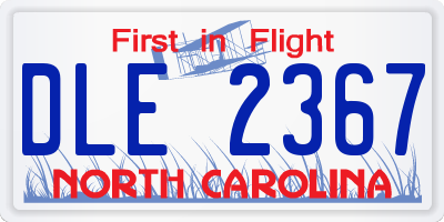 NC license plate DLE2367